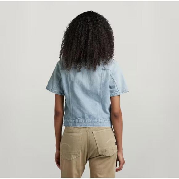 NWT G-Star RAW Arc Short Sleeve Denim Jacket Women’s Electric Blue Size Small - Picture 2 of 8